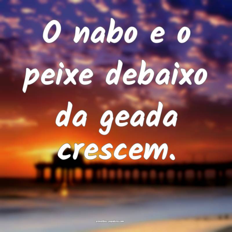 O nabo e o peixe debaixo da geada crescem.
...