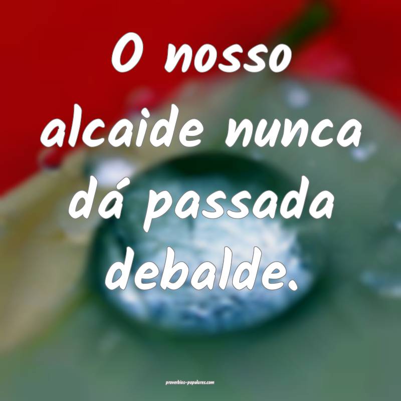O nosso alcaide nunca dá passada debalde.
 ...