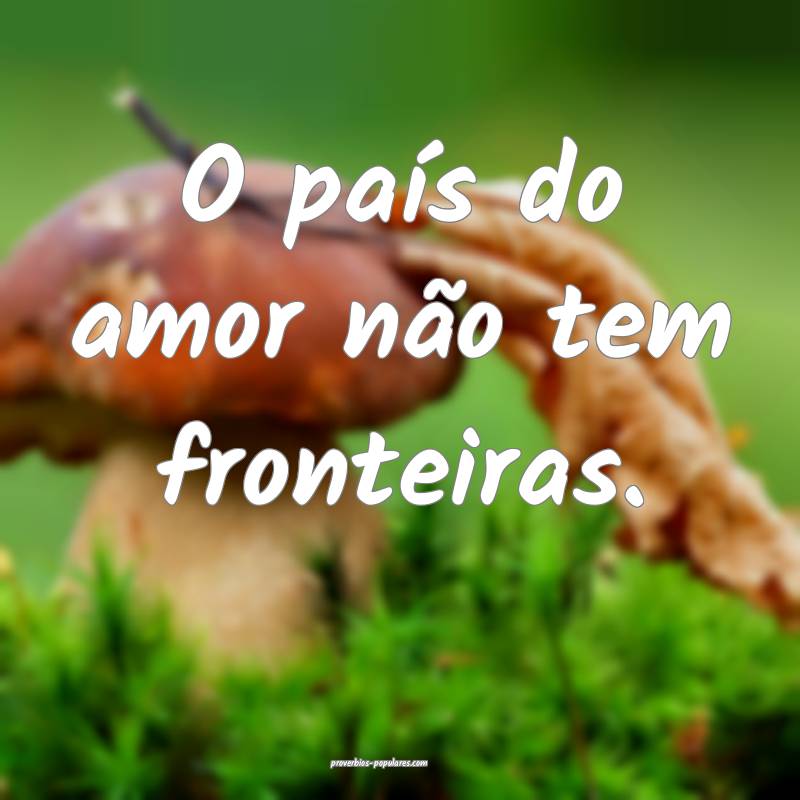 O país do amor não tem fronteiras.
 ...