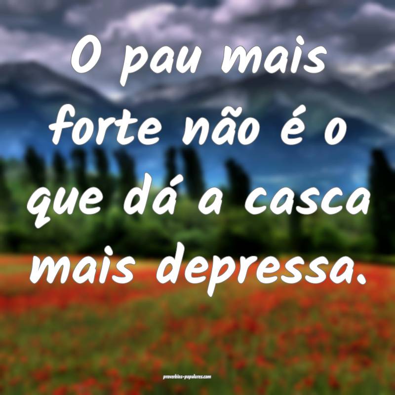 O pau mais forte não é o que dá a casca mais depressa.
...