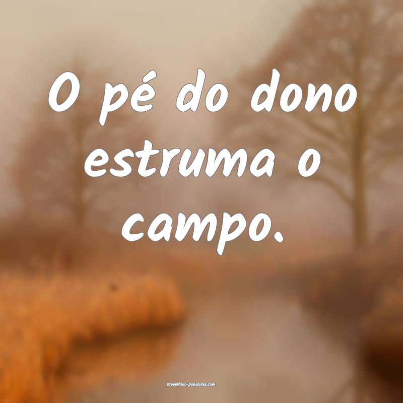O pé do dono estruma o campo.
...