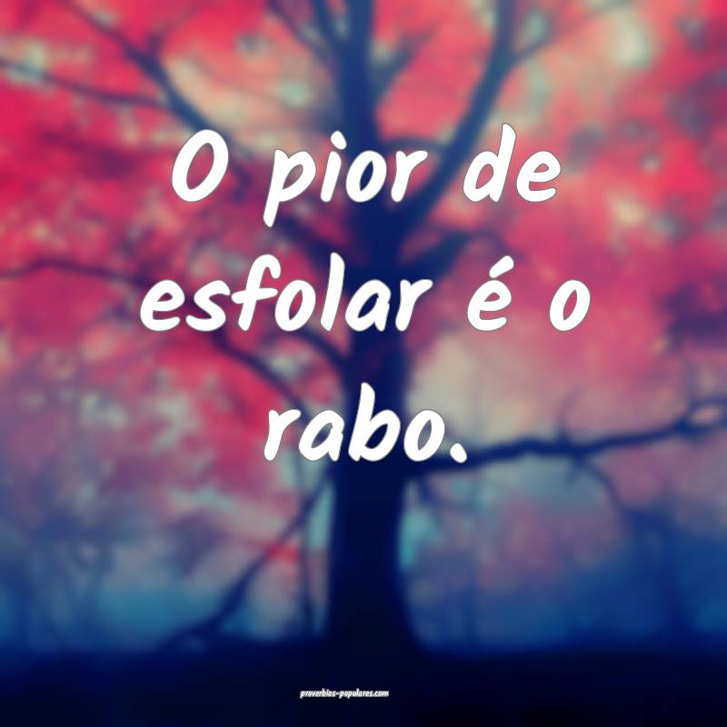 O pior de esfolar é o rabo.
...