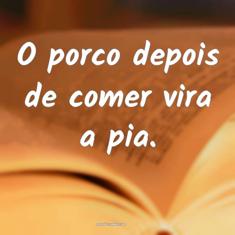 O porco depois de comer vira a pia.
...