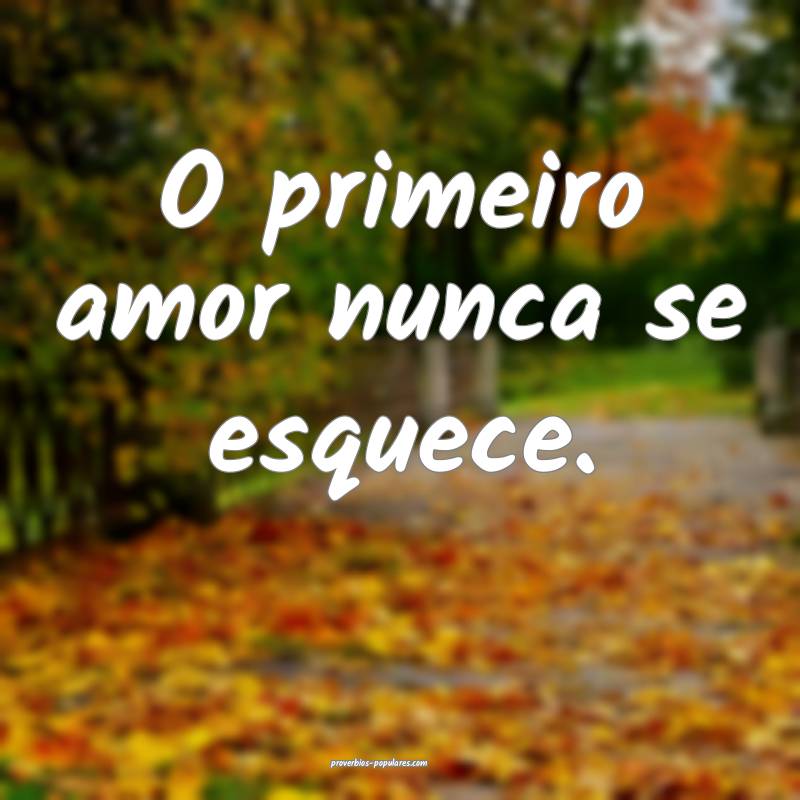O primeiro amor nunca se esquece.
...