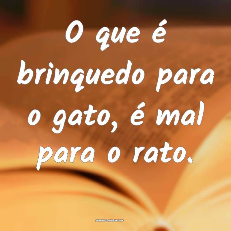 O que é brinquedo para o gato, é mal para o rato.
...