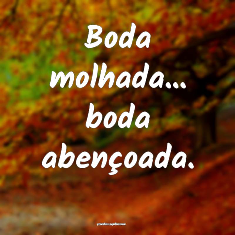 Boda molhada... boda abençoada.
...