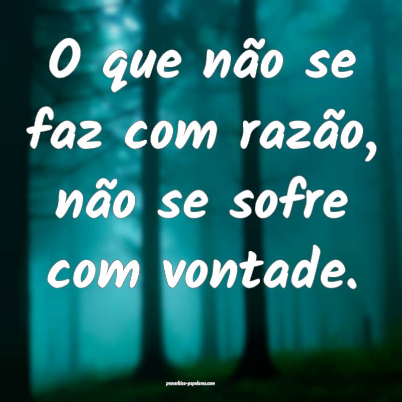 O que não se faz com razão, não se sofre com vontade.
...
