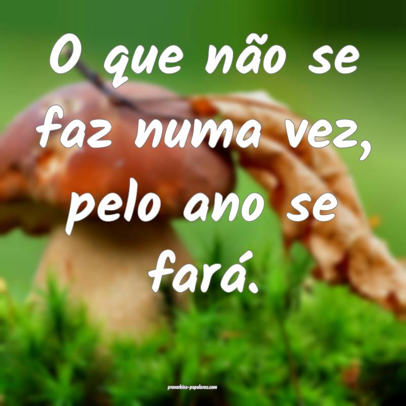 O que não se faz numa vez, pelo ano se fará.
...