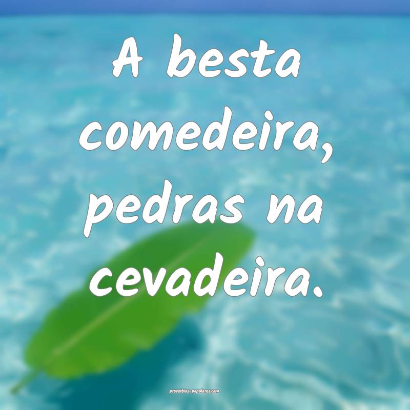 A besta comedeira, pedras na cevadeira.
...