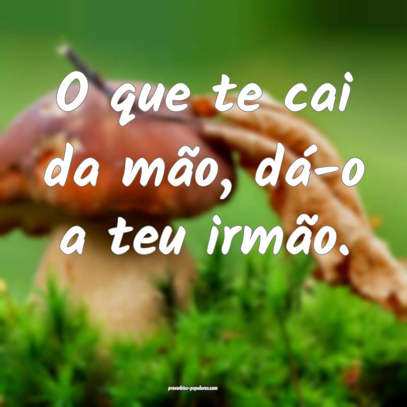 O que te cai da mão, dá-o a teu irmão.
...