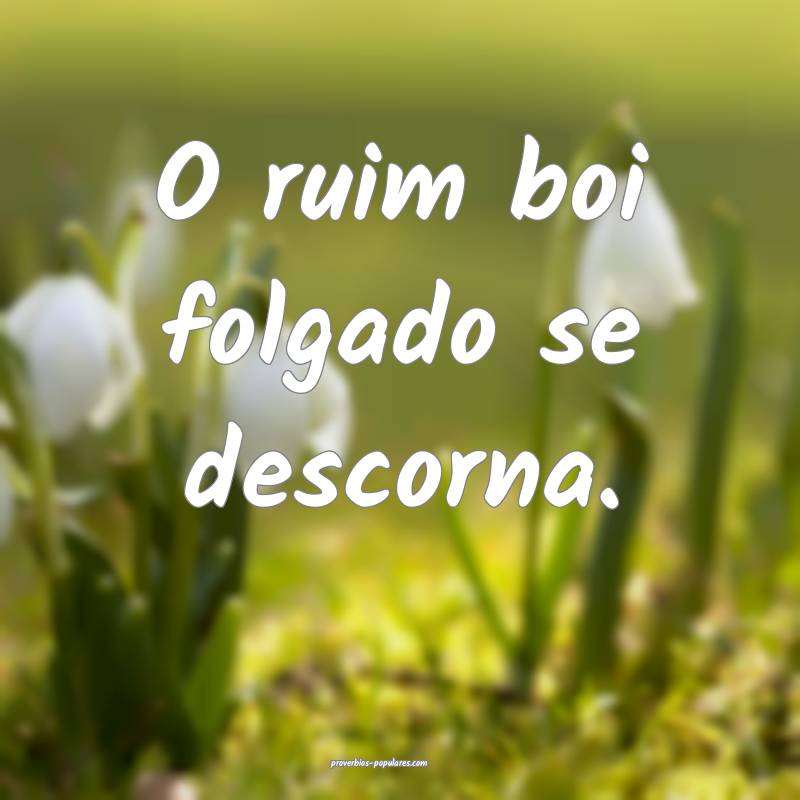 O ruim boi folgado se descorna.
...