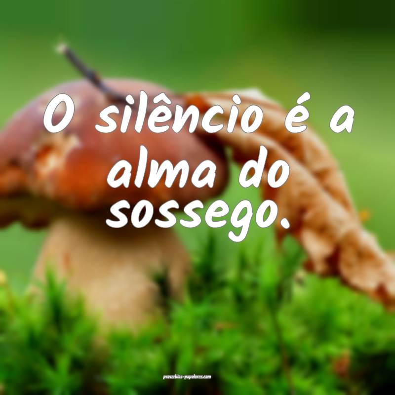 O silêncio é a alma do sossego.
...