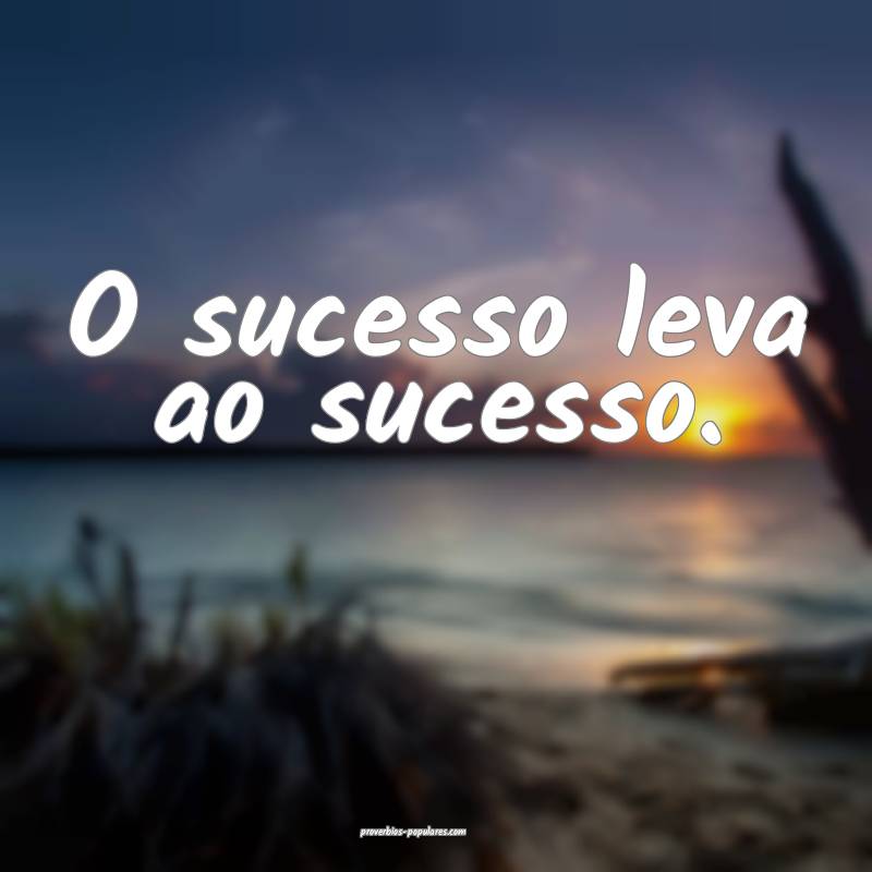 O sucesso leva ao sucesso.
...