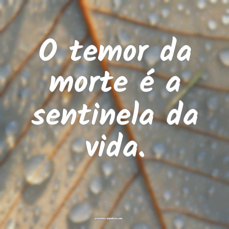 O temor da morte é a sentinela da vida.
...