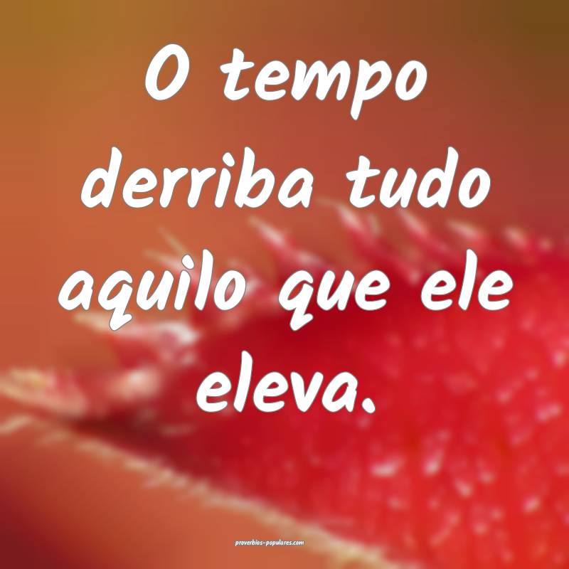 O tempo derriba tudo aquilo que ele eleva.
...