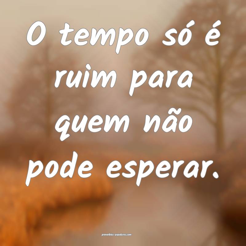 O tempo só é ruim para quem não pode esperar.
...