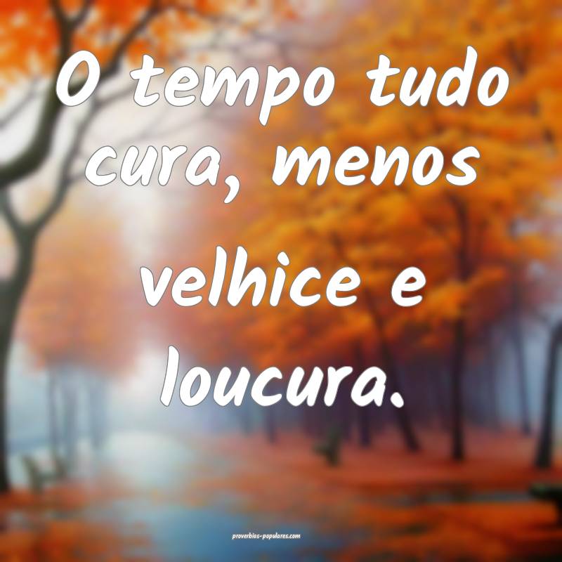 O tempo tudo cura, menos velhice e loucura.
...