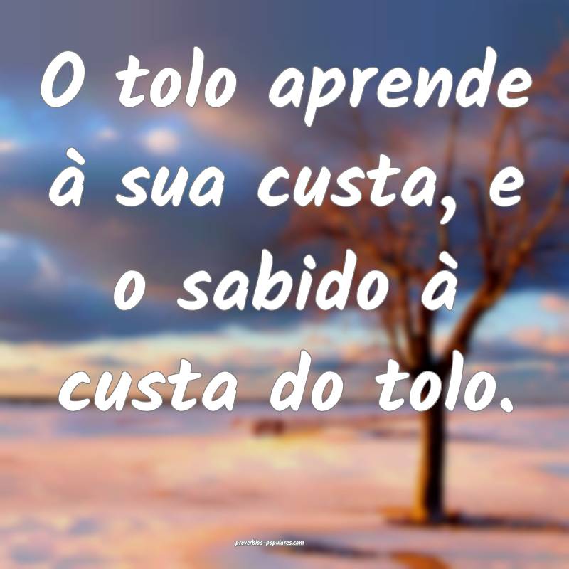 O tolo aprende à sua custa, e o sabido à custa do tolo.
...