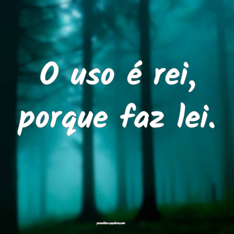 O uso é rei, porque faz lei.
...