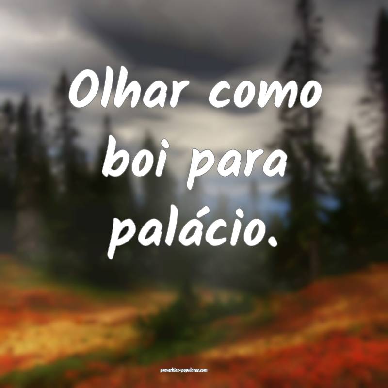 Olhar como boi para palácio.
...
