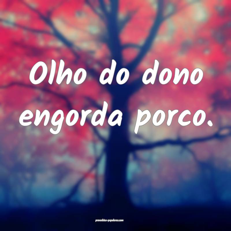 Olho do dono engorda porco.
...