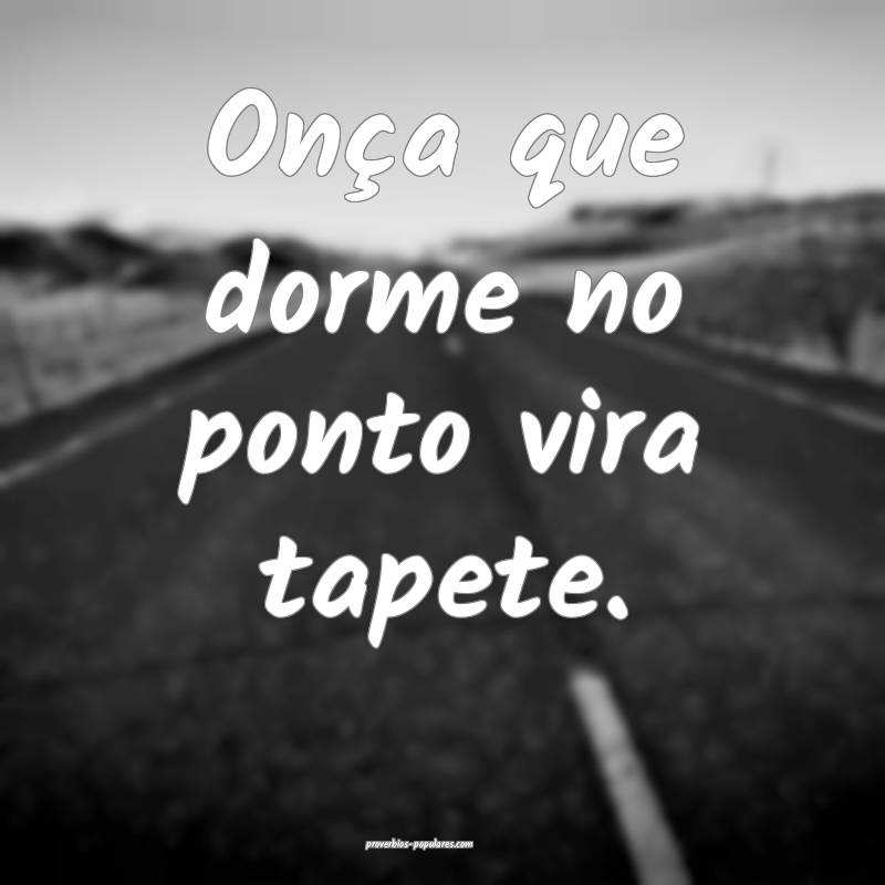 Onça que dorme no ponto vira tapete.
...