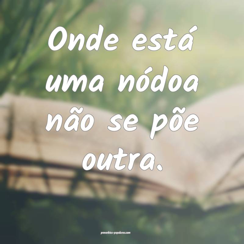 Onde está uma nódoa não se põe outra.
...