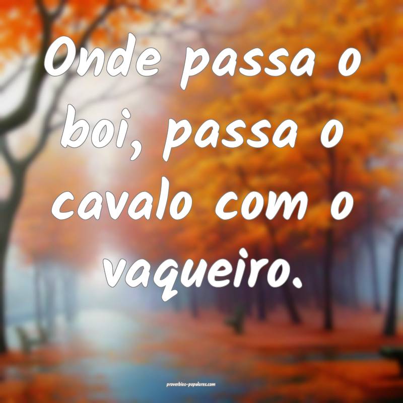 Onde passa o boi, passa o cavalo com o vaqueiro.
...