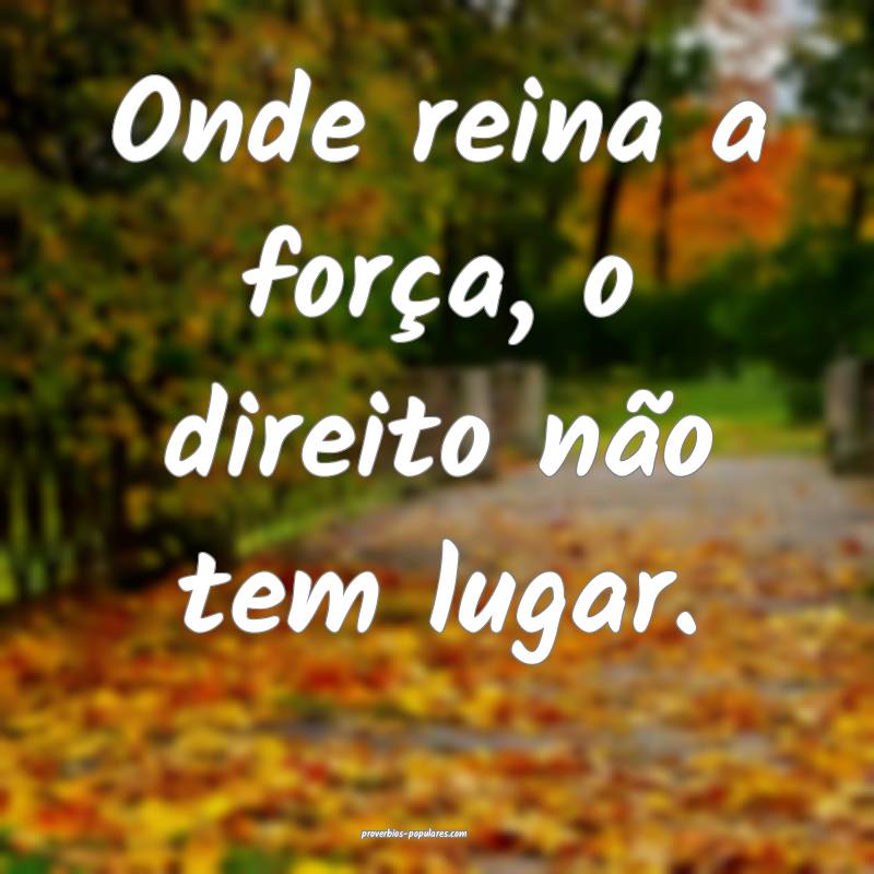 Onde reina a força, o direito não tem lugar.
...