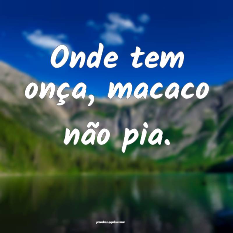 Onde tem onça, macaco não pia.
...