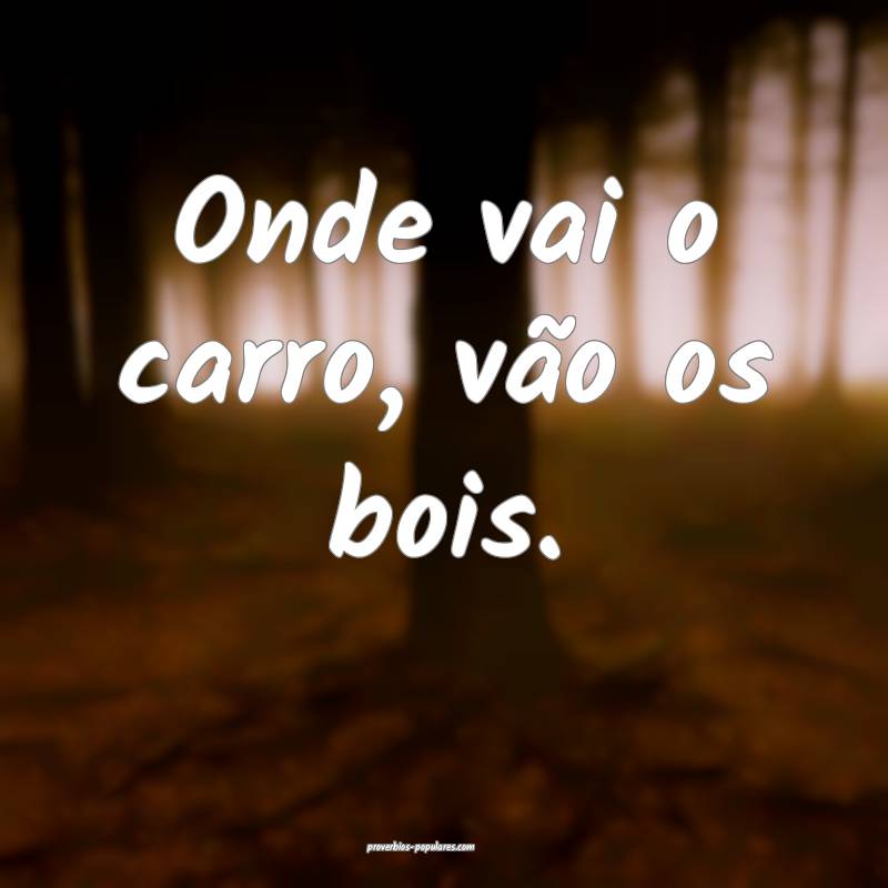 Onde vai o carro, vão os bois.
...