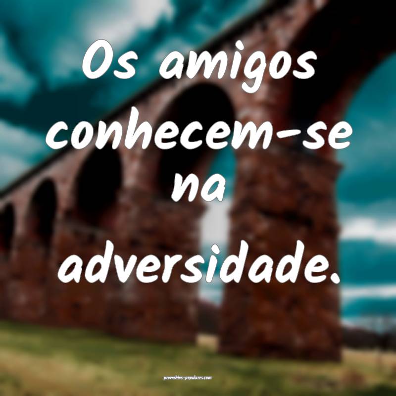 Os amigos conhecem-se na adversidade.
...
