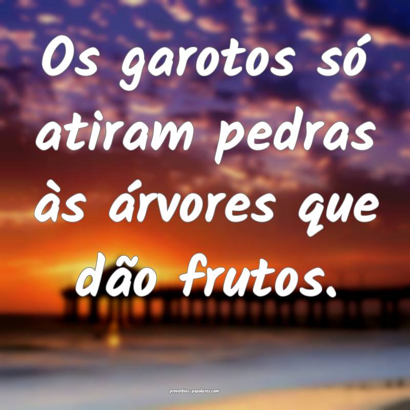 Os garotos só atiram pedras às árvores que dão frutos.
...