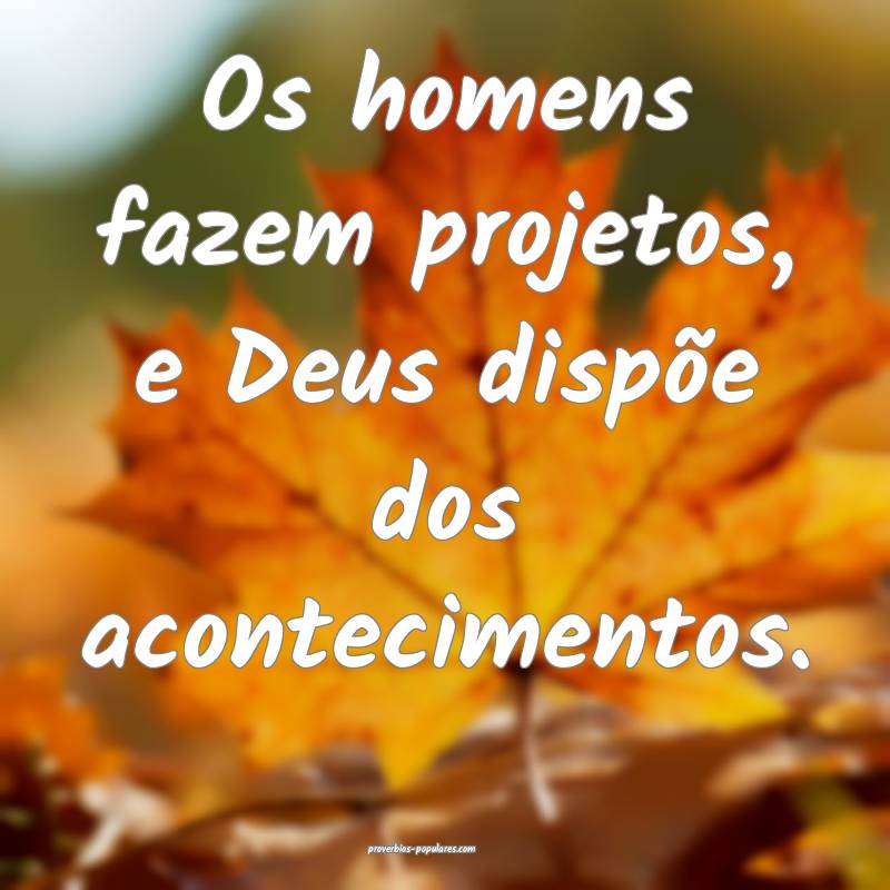 Os homens fazem projetos, e Deus dispõe dos acontecimentos.
...