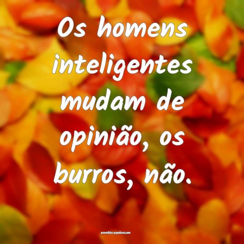 Os homens inteligentes mudam de opinião, os burros, não.
...