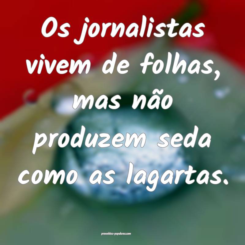 Os jornalistas vivem de folhas, mas não produzem seda como as lagarta...