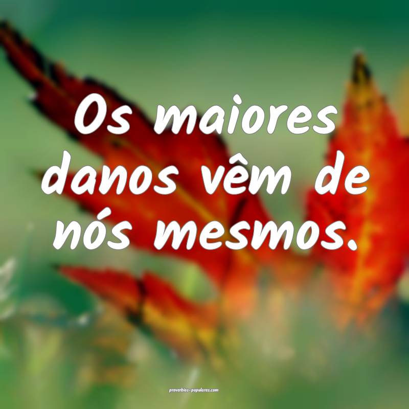 Os maiores danos vêm de nós mesmos.
 ...