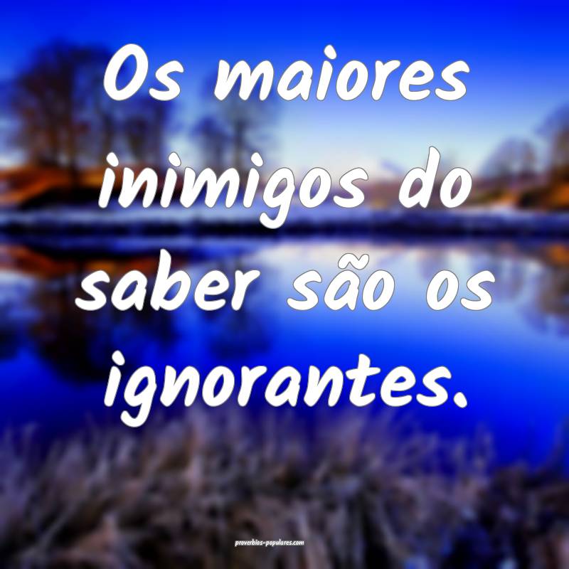 Os maiores inimigos do saber são os ignorantes.
...