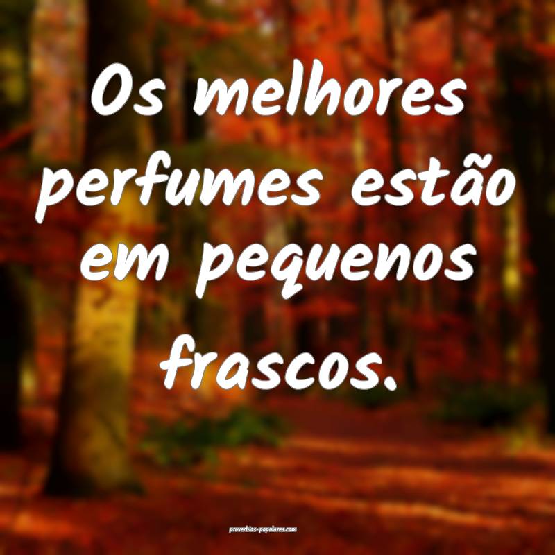Os melhores perfumes estão em pequenos frascos.
...