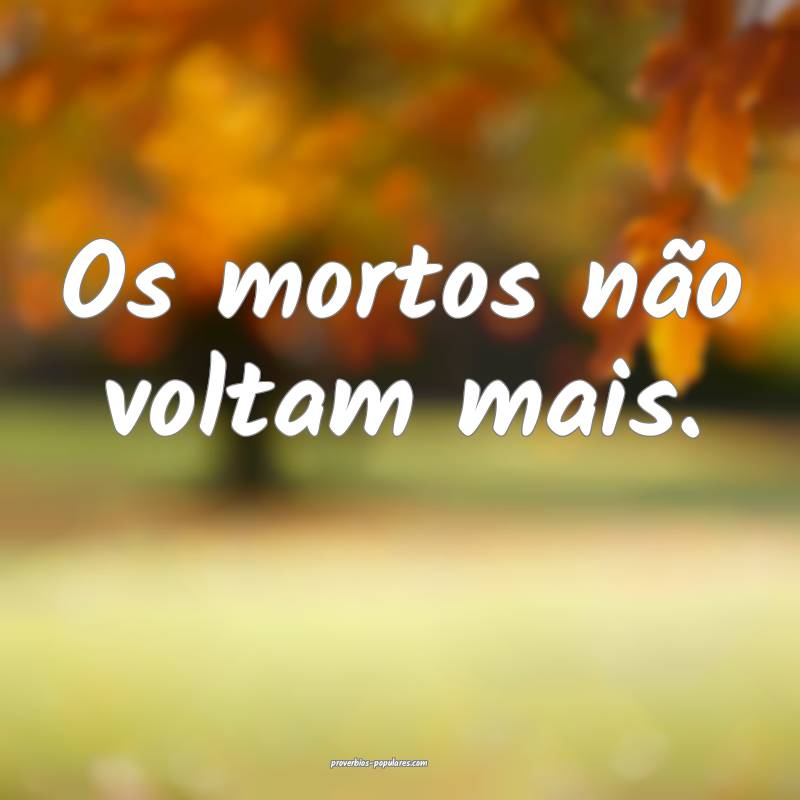 Os mortos não voltam mais.
...