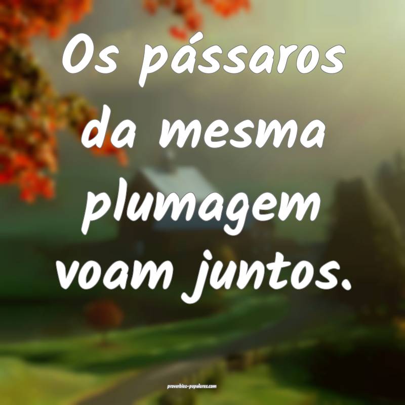 Os pássaros da mesma plumagem voam juntos.
...