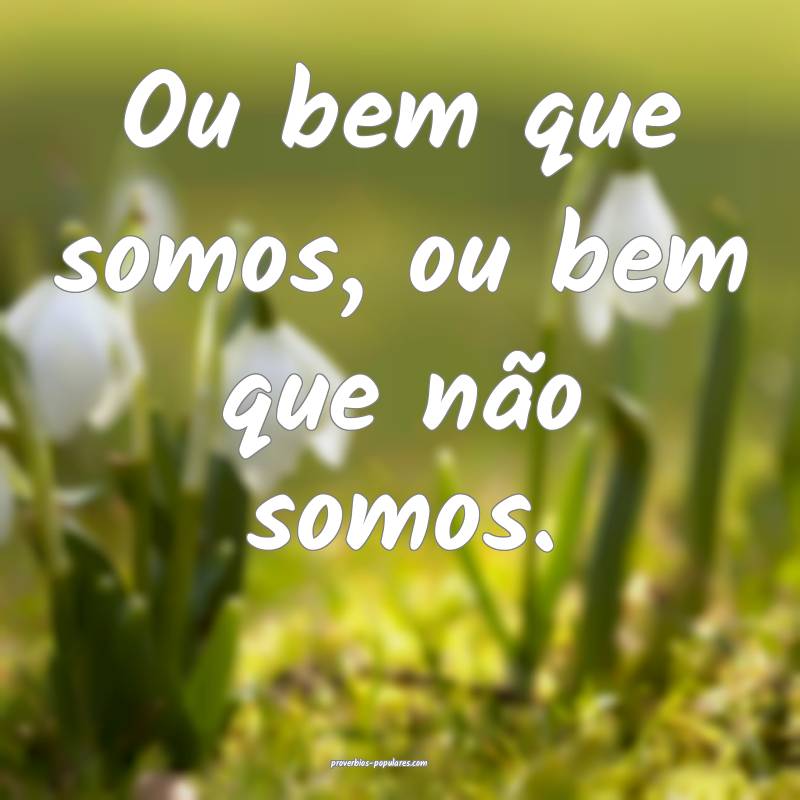 Ou bem que somos, ou bem que não somos.
...