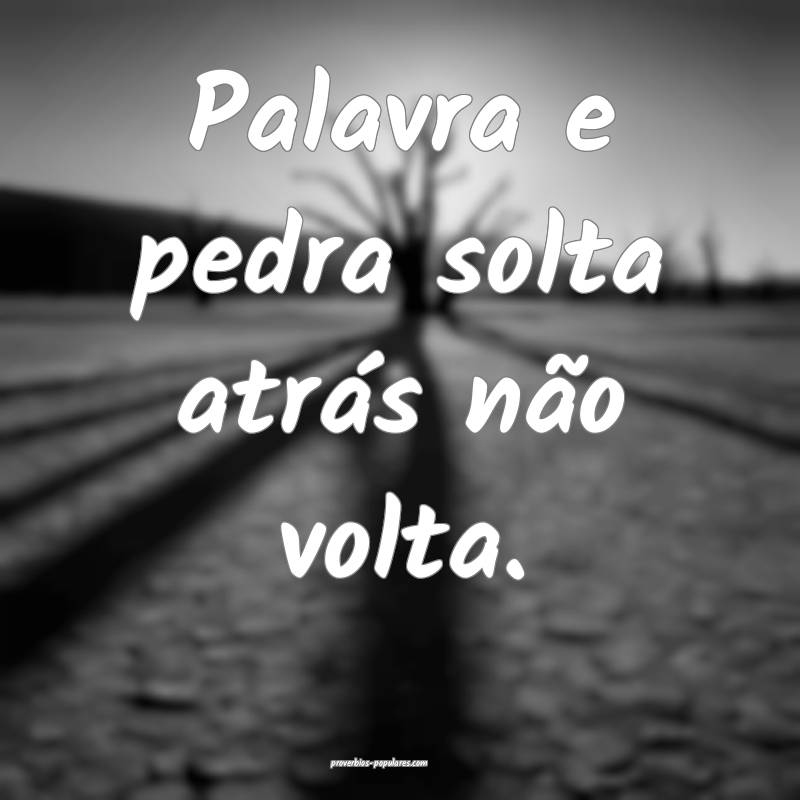 Palavra e pedra solta atrás não volta.
...
