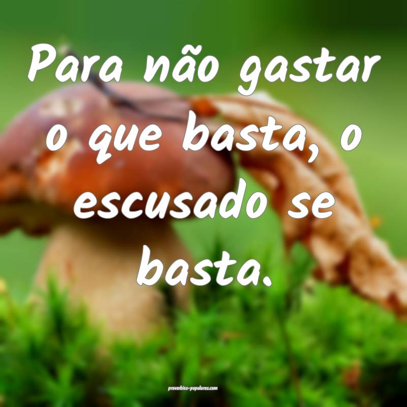 Para não gastar o que basta, o escusado se basta.
...