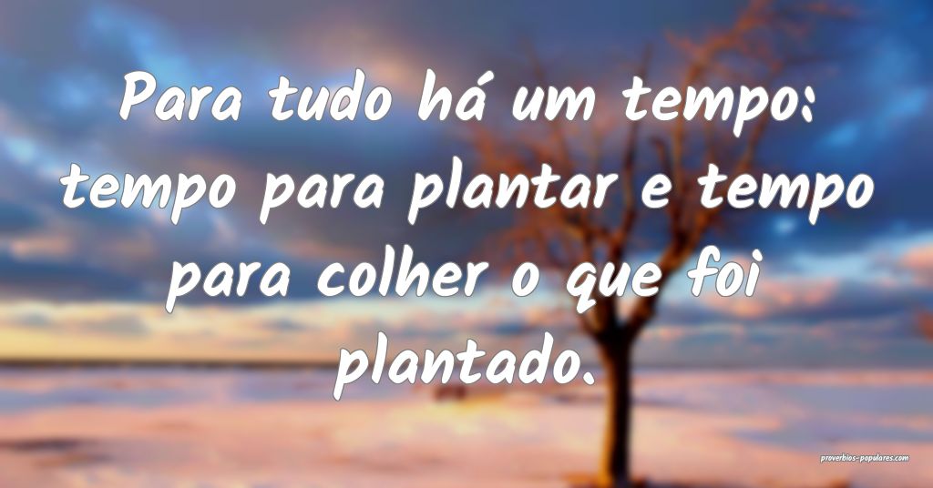 Para tudo há um tempo: tempo para plantar e tempo ...