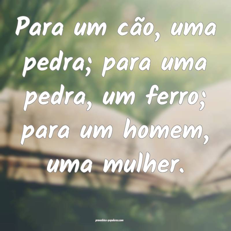 Para um cão, uma pedra; para uma pedra, um ferro; para um homem, uma ...