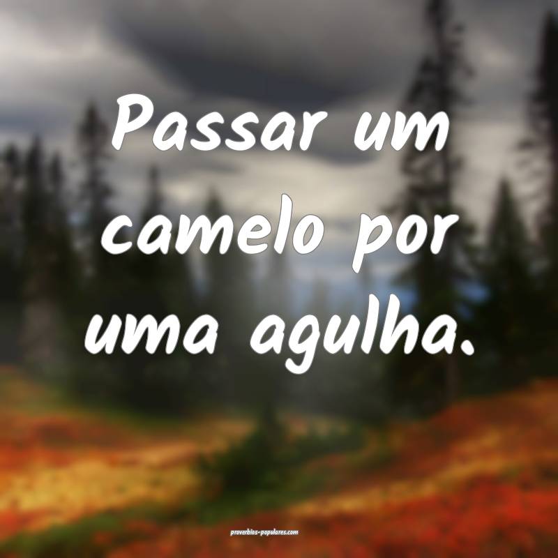 Passar um camelo por uma agulha.
...