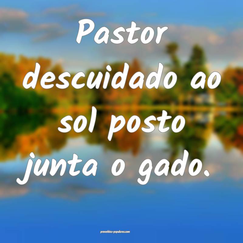Pastor descuidado ao sol posto junta o gado.
 ...