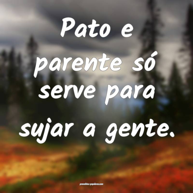 Pato e parente só serve para sujar a gente.
...