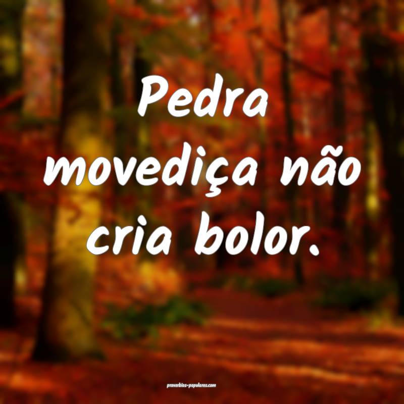 Pedra movediça não cria bolor.
...